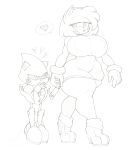  amy_rose anthro big_breasts big_butt black_and_white breasts butt clothing duo eulipotyphlan female floating harkonner hedgehog hi_res machine male male/female mammal metal_sonic monochrome robot sega size_difference sonic_the_hedgehog_(series) thick_thighs tight_clothing walking 