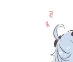  1girl ahoge blue_hair chibi commentary ganyu_(genshin_impact) genshin_impact highres horns out_of_frame sleeping symbol-only_commentary white_background xinzoruo zzz 