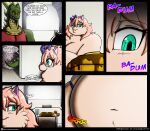  2019 absurd_res accessory anthro belly big_belly big_breasts blush bow_ribbon breasts butter chair clothed clothing colored comic covering covering_breasts dairy_products deep_navel domestic_cat dragon duo english_text felid feline felis female food fruit furniture glass green_body green_scales hair hair_accessory hair_bow hair_ribbon hi_res horn if_hell_had_a_taste male mammal maple_syrup marci_hetson milk multicolored_body multicolored_scales navel obese obese_anthro obese_female open_mouth orange_(fruit) overweight overweight_anthro overweight_female panties pink_hair plant red_eyes ribbons rumbling_stomach scales scar skylar_fidchell speech_bubble syrup table teal_eyes text topless two_tone_body two_tone_scales underwear viroveteruscy waffle window window_curtains yellow_body yellow_scales yellow_sclera 