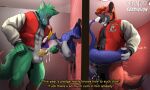  aennor anthro canid chastity_cage chastity_device degradation genitals group hyaenid male male/male mammal penis trio 