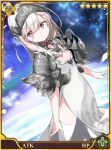  &gt;:( 1girl armor armored_dress athena_(otogi:spirit_agents) blonde_hair closed_mouth dress galaxy kiya_machi long_hair looking_at_viewer lowres official_art otogi:spirit_agents red_eyes second-party_source sky solo star_(sky) starry_sky thighhighs v-shaped_eyebrows 