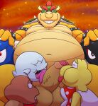  2022 anthro ball_lick balls belly big_belly boo_(mario) bowser elemental_creature erection flora_fauna genitals goomba group hi_res humanoid_genitalia humanoid_hands humanoid_penis koopa koopa_troopa leonthelionel licking male mario_bros navel nintendo oral overweight overweight_male penile penis penis_lick piranha_plant plant scalie sex sitting tongue tongue_out video_games 