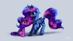  16:9 2018 blue_body blue_eyes blue_feathers blue_hair blue_tail clothing crown cutie_mark digital_media_(artwork) duo equid equine eyelashes feathered_wings feathers female feral footwear friendship_is_magic hair hasbro hi_res horn lolliponybrony mammal my_little_pony princess_luna_(mlp) purple_body purple_eyes purple_feathers purple_hair purple_tail shoes size_difference twilight_sparkle_(mlp) widescreen winged_unicorn wings 