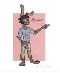  2022 anthro barefoot clothed clothing digital_drawing_(artwork) digital_media_(artwork) english_text feet fur hair halcyon_(series) herba_(halcyon) hi_res lagomorph leporid lost_andsafe male mammal rabbit simple_background solo text 