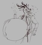  2022 anthro antlers beastars belly belt beverage beverage_can big_belly bloated blush bubble burping cervid cervine clothing eggo21 fur hi_res horn hyper hyper_belly jacket louis_(beastars) male mammal monochrome nausea navel necktie object_on_belly overweight red_deer sketch soda solo tongue tongue_out topwear unbuttoned_pants unbuttoned_shirt uniform 