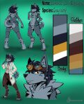  absurd_res burns canid canine canis chest_tuft clothing coat digitigrade eyewear fluffy goggles hair hi_res invalid_tag lab_coat mammal masterzoroark666 messy_hair model_sheet multiple_poses nude pose stains steampunk_goggles topwear tuft variable_lenses wolf 