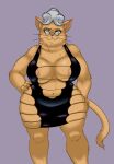  2022 anthro areola areola_slip aunt_polly big_breasts black_clothing black_dress black_eyebrows breasts clothing cocktail_dress curvy_figure digital_media_(artwork) domestic_cat dress eyebrows eyelashes eyewear felid feline felis female fur fur_tuft glasses glistening glistening_areola glistening_breasts glistening_eyes grey_background grey_hair hair hand_on_hip hi_res inner_ear_fluff looking_at_viewer mammal mature_anthro mature_female navel overweight overweight_anthro overweight_female pink_areola plunging_neckline prick_ears red_nose short_hair simple_background smile smirk solo standing stupidgnoll tan_body tan_fur thick_thighs tom_sawyer_(2000_film) tuft voluptuous whiskers wide_hips 