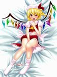  bad_id bad_pixiv_id blonde_hair flandre_scarlet geppewi hat masturbation one_side_up ponytail red_eyes short_hair solo touhou wings 