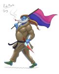  beard bisexual black_belt blue_body blue_skin combat_knife facial_hair female ferry_marlon hair hi_res human humanoid hunkinkalv keikogi lgbt_pride long_hair male mammal martial_arts_uniform pride_color_flag rohrag solo spikes sportswear 