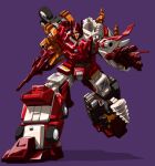  autobot computron drill gun holding holding_gun holding_weapon makoto_ono mecha no_humans open_hand purple_background robot running science_fiction shadow solo transformers visor weapon wheel 