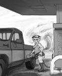  2022 aircraft airplane anthro bedroom_eyes boots bottomwear butt butt_grab car chevrolet chevrolet_silverado clothing coalcat cornelia_(coalcat) crop_top digital_drawing_(artwork) digital_media_(artwork) dirty_hands domestic_cat felid feline felis female florida_flag footwear gas_pump gas_station hair hand_on_butt hat headgear headwear hi_res hose hotpants light_truck mammal monochrome narrowed_eyes pants pickup_truck plant raised_tail seductive shaded shirt shorts solo tongue tongue_out topwear tree truck_(vehicle) undershirt vehicle 