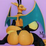  1:1 3d_(artwork) anthro areola big_breasts big_butt blender_(software) breasts bunny_costume butt charizard clothing costume digital_media_(artwork) female hi_res huge_breasts huge_butt looking_at_viewer looking_back masterbrony nintendo pok&eacute;mon pok&eacute;mon_(species) solo thick_thighs video_games wings yukizard_(evov1) 