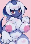  absol anthro big_breasts breasts female looking_at_viewer nekoyuu nintendo nipples nude pok&eacute;mon pok&eacute;mon_(species) pok&eacute;morph solo thick_thighs video_games white_body 