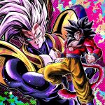  baby_(dragon_ball) baby_vegeta black_hair body_fur crossed_arms dragon_ball dragon_ball_gt fighting_stance monkey_boy monkey_tail muscular muscular_male red_fur smirk son_goku spiked_hair super_saiyan super_saiyan_4 tail topless_male ushi_(akabec0) vegeta white_hair 