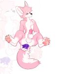 absurd_res anal anal_penetration balls bodily_fluids canid canine cum dildo fallflys fur genital_fluids genitals hair hi_res male male/male mammal pawpads paws penetration penis pink_body pink_fur sex_toy solo white_body white_fur 