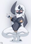  absol absurd_res anthro black_nipples breasts bronyant clothing female hi_res looking_at_viewer navel nintendo nipples pok&eacute;mon pok&eacute;mon_(species) pok&eacute;morph solo spread_legs spreading swimwear video_games white_body 