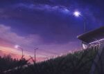 absurdres bus_stop chaib13579 commentary_request evening grass highres lamppost light no_humans original outdoors power_lines scenery sky stairs star_(sky) starry_sky utility_pole 
