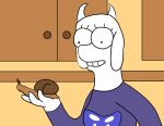  anthro blackliquidsorrow boss_monster bovid cabinet caprine female gastropod goat holding_object inside kitchen mammal mollusk parody smile snail solo style_parody the_simpsons toriel undertale undertale_(series) video_games 