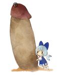  1girl bad_id bad_pixiv_id blue_hair bow censored chibi cirno clariate hair_bow hetero huge_penis lowres mushroom penis pointless_censoring touhou what wings 