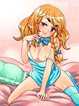  blonde_hair blue_eyes blush braid breasts cum cum_on_body cum_on_breasts cum_on_upper_body eyebrows kirisame_marisa long_hair medium_breasts single_thighhigh solo thighhighs touhou tsuutenkaaku 