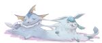  :3 animal_focus black_eyes blue_hair body_horror boke-chan commentary_request dripping full_body fusion glaceon half-closed_eye melting no_humans one_eye_closed open_mouth pokemon pokemon_(creature) simple_background tears vaporeon white_background 