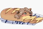  1boy animal_ears axis_powers_hetalia blush_stickers bread bread_slice dog_ears food food_in_mouth foodification france_(hetalia) meme oplusplusplus towel what would_you_still_love_me_if_i_was_a_worm_(meme) 