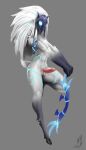  2019 anthro bovid caprine cloven_hooves crossgender erection ftm_crossgender full-length_portrait fur genitals gloves_(marking) grey_background hair hi_res hooves kindred_(lol) lamb_(lol) league_of_legends male mammal markings mask mask_only nude on_one_leg penis portrait riot_games sheep simple_background solo standing video_games w4g4 white_body white_fur white_hair wool_(fur) 