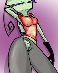  absurd_res alien alien_humanoid clothing exposed female genitals hi_res humanoid illegaleel invader_zim irken nickelodeon nipple_outline nipples pussy solo tak torn_clothing translucent translucent_clothing wardrobe_malfunction 