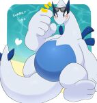  &lt;3 2022 3_toes 5_fingers ai_only_dream belly big_hands blue_belly blue_body blue_eyes blue_tail blush emanata english_text eyewear feet fingers hi_res legendary_pok&eacute;mon lugia multicolored_body nintendo pok&eacute;mon pok&eacute;mon_(species) soles solo sunglasses text toes two_tone_body video_games 