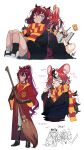  2girls animal_ears bandaid bandaid_on_face black_hair blue_eyes book broom cheese eus_ing floating food gloves hair_ornament hakos_baelz harry_potter_(series) heterochromia highres hogwarts_school_uniform hololive hololive_english horns irys_(hololive) long_hair mouse_ears mouse_girl mouse_tail multicolored_hair multiple_girls necktie pointy_ears purple_hair quidditch quill red_hair scarf school_uniform shirt streaked_hair striped tail twintails virtual_youtuber white_hair 