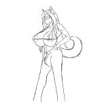  anthro basian big_breasts big_bulge big_nipples bikini bikini_top bluhellwulf bottomwear breasts bulge canid canine canis clothed clothing comic domestic_dog hair hand_on_hip herm hi_res husky intersex long_hair mammal monochrome nipples nordic_sled_dog pants partially_clothed simple_background sketch solo spitz standing swimwear 