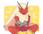  2020 ambiguous_gender anthro beak blaziken blush eyes_closed feathers hi_res multicolored_body multicolored_feathers nintendo ocha_chaaan pok&eacute;mon pok&eacute;mon_(species) red_body red_feathers signature simple_background sitting solo video_games white_body white_feathers yellow_body yellow_feathers 