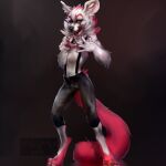  1:1 2017 anthro black_claws canid claws dated digitigrade elbow_tuft eyebrows finger_claws front_view inner_ear_fluff licking licking_lips licking_own_lips looking_aside lostgoose male mammal neck_tuft pawpads pink_eyebrows pink_pawpads pink_tail self_lick simple_background solo standing tongue tongue_out tuft white_ears white_inner_ear_fluff 