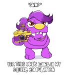  2021 anthro beffica_winklesnoot bugsnax camera female fur grumpus hair meme ponytail purple_body purple_fur purple_hair red_eyes side_ponytail solo yellow_nose yellowhellion young_horses 