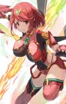  absurdres aegis_sword_(xenoblade) bangs black_gloves breasts chest_jewel earrings fingerless_gloves gloves highres jewelry kuronyan9630 large_breasts pyra_(xenoblade) red_eyes red_hair red_shorts short_hair short_shorts shorts swept_bangs sword thighhighs tiara weapon xenoblade_chronicles_(series) xenoblade_chronicles_2 