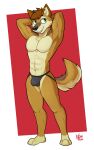  10:16 abs absurd_res anthro bulge canid canine canis clothing coyote hi_res jockstrap male mammal muscular navel navel_piercing pecs piercing shaded solo solo_focus tan_body underwear wonivero 