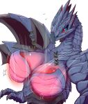  anthro areola big_breasts blush bouncing_breasts breasts capcom claws cottontail dragon elder_dragon female hi_res monster_hunter nipples nude scales scalie simple_background solo valstrax video_games white_background wings 