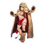  1girl animal_feet animal_hands ankle_boots bandaged_leg bandages blonde_hair bodypaint boots breasts cape claws closed_mouth fang full_body fur_boots game_cg gloves hair_censor highres jam_(nandade) jewelry large_breasts last_origin leather leather_boots lion_hood lion_tail long_hair looking_at_viewer micro_panties necklace official_art panties paw_gloves paw_shoes queen_of_mane red_panties red_sarong sarong simple_background smile solo tachi-e tail thigh_strap topless torn_clothes torn_sarong transparent_background underwear yellow_eyes 