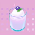  bird blueberry chai_(drawingchisanne) commentary_request cream cup drinking_glass food food_focus fruit garnish glass mint no_humans original signature sitting_on_food smoothie sweets_bird translation_request 