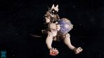  absurd_res anthro armor clothing earth female floating ghostlyshark handpaw headgear helmet hi_res holding_object holding_planet light lighting looking_at_object machine macro mamagen mega_macro model paws planet protogen solo space star suit visor yabout 