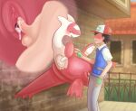  after_sex bodily_fluids clothed clothing cum cum_in_pussy cum_inside duo elonga female genital_fluids genitals latias legendary_pok&eacute;mon male male/female nintendo outside penis pok&eacute;mon pok&eacute;mon_(species) pussy red_body video_games 