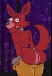  anthro backsack balls butt canid canine clothing digital_media_(artwork) eye_patch eyewear five_nights_at_freddy&#039;s fox foxy_(fnaf) fur genitals looking_at_viewer looking_back male mammal scottgames solo video_games 