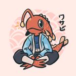  3_toes advos ambiguous_gender animal_head animal_humanoid clothed clothing digital_media_(artwork) fan_character feet fin fish fish_humanoid for_a_head hi_res humanoid looking_at_viewer marine marine_humanoid not_furry orange_body orange_scales scales sitting smile solo toes topwear 