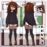  1:1 2022 anthro brown_hair cervid clothed clothing digital_media_(artwork) female fingers front_view hair hi_res hooves legwear looking_at_viewer mammal rear_view sicmop smile young 