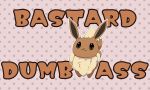 :3 animal_focus artist_name black_eyes boke-chan closed_mouth commentary eevee english_commentary english_text full_body fur_collar looking_up mixed-language_commentary no_humans outline pink_background pokemon pokemon_(creature) polka_dot polka_dot_background profanity solo standing twitter_username watermark white_outline 