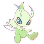  3_fingers ambiguous_gender blue_eyes celebi chaba feral fingers green_body hi_res legendary_pok&eacute;mon looking_at_viewer multicolored_body nintendo pok&eacute;mon pok&eacute;mon_(species) simple_background solo two_tone_body video_games white_background 