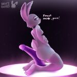  1:1 absurd_res anthro big_butt big_dildo breasts butt choker cinicalvoice dildo disney female fur genitals glowing hi_res jewelry judy&#039;s_games judy_hopps lagomorph leporid mammal nails necklace nipples pussy rabbit sex_toy small_breasts smug solo zootopia 
