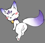  balls bargglesnatch-x1 bell bell_collar butt canid canine collar feral fox fur genitals haku_(maplestory) male mammal maplestory simple_background solo video_games 