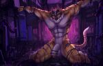  anthro balls bdsm big_penis felid flaccid foreskin fur genitals lifewonders live-a-hero male mammal mask muscular muscular_anthro muscular_male nude nurinaki pantherine pecs penis ryekie_(live-a-hero) solo striped_body striped_fur stripes superhero tiger video_games 