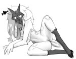  2019 anthro bovid caprine cloven_hooves fecharis female front_view full-length_portrait fur genitals greyscale hooves kindred_(lol) lamb_(lol) league_of_legends lying mammal mask mask_only monochrome nude on_side portrait pussy riot_games sheep simple_background sketch solo video_games w4g4 white_background 